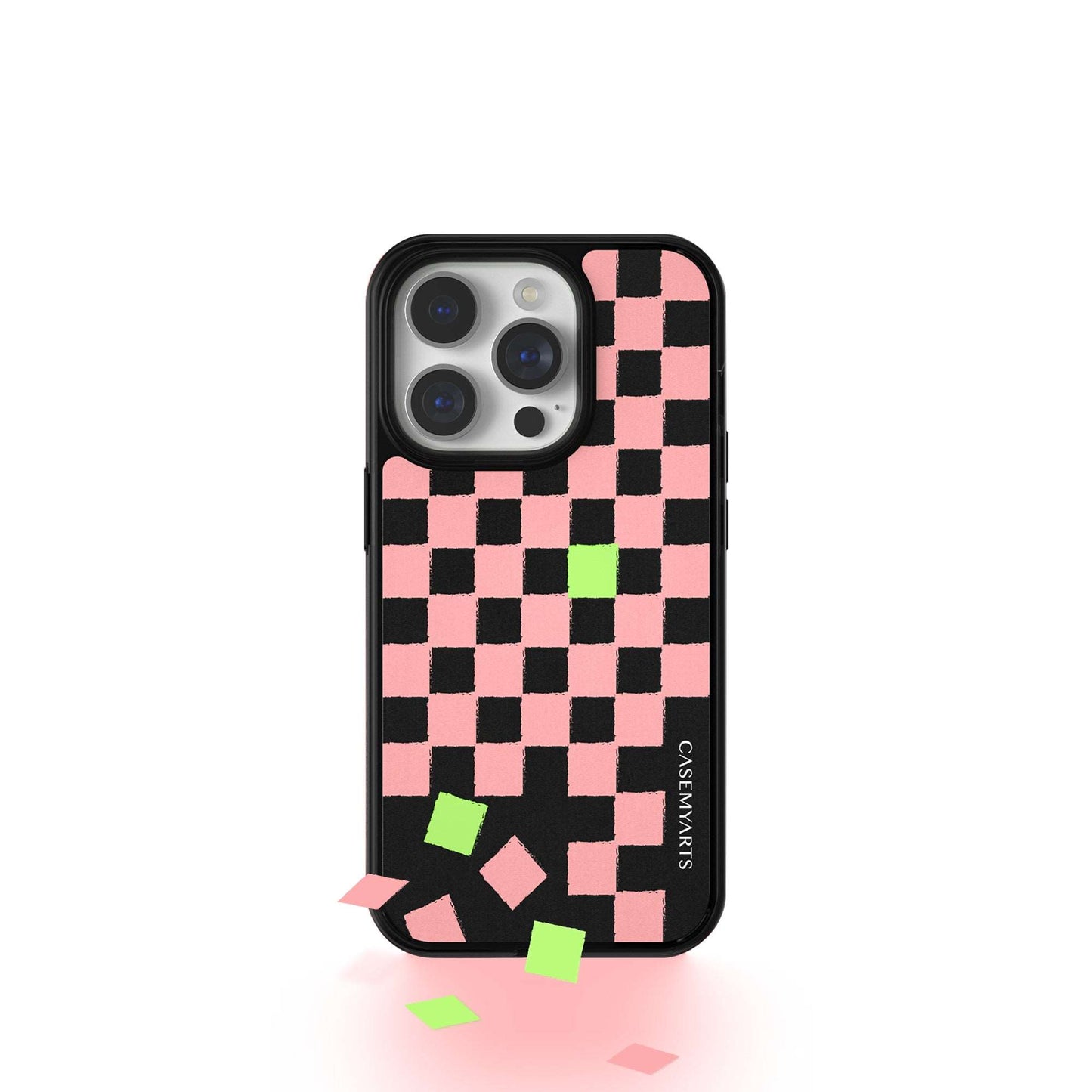 CASEMYARTS Pink Checkered MagSafe iPhone Case