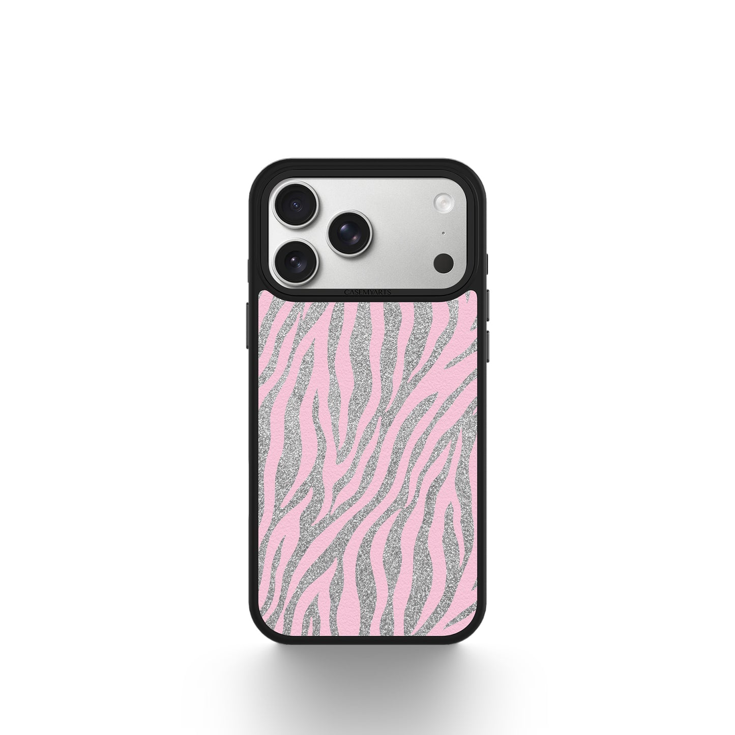 CASEMYARTS Silver Shadow & Rose Chrome Zebra MagSafe iPhone Case