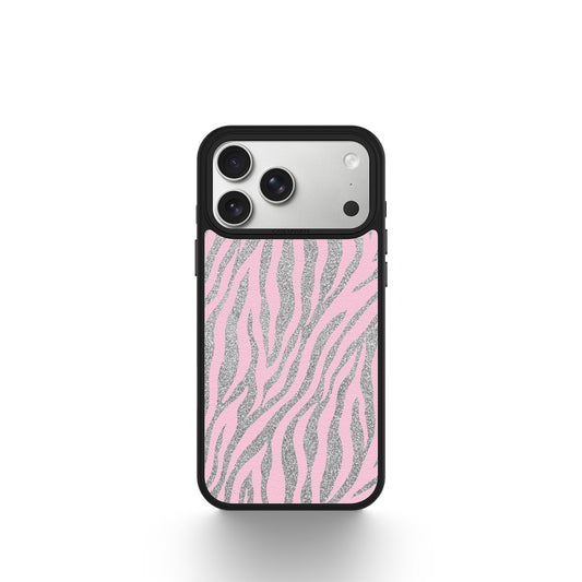 CASEMYARTS Silver Shadow & Rose Chrome Zebra MagSafe iPhone Case