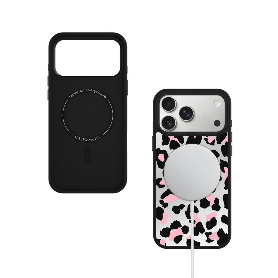 CASEMYARTS Silver Pink Leopard MagSafe iPhone Case