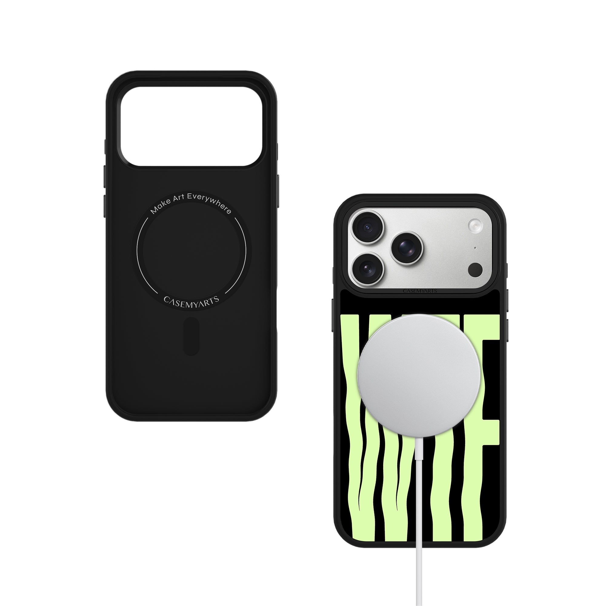 CASEMYARTS Neon Green “WTF” MagSafe iPhone Case