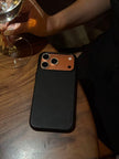 CASEMYARTS African Obsidian Black MagSafe Leather iPhone Case