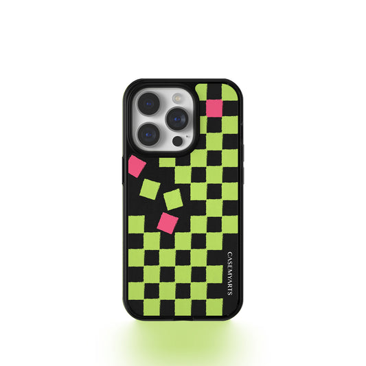 CASEMYARTS Green Checkered MagSafe iPhone Case