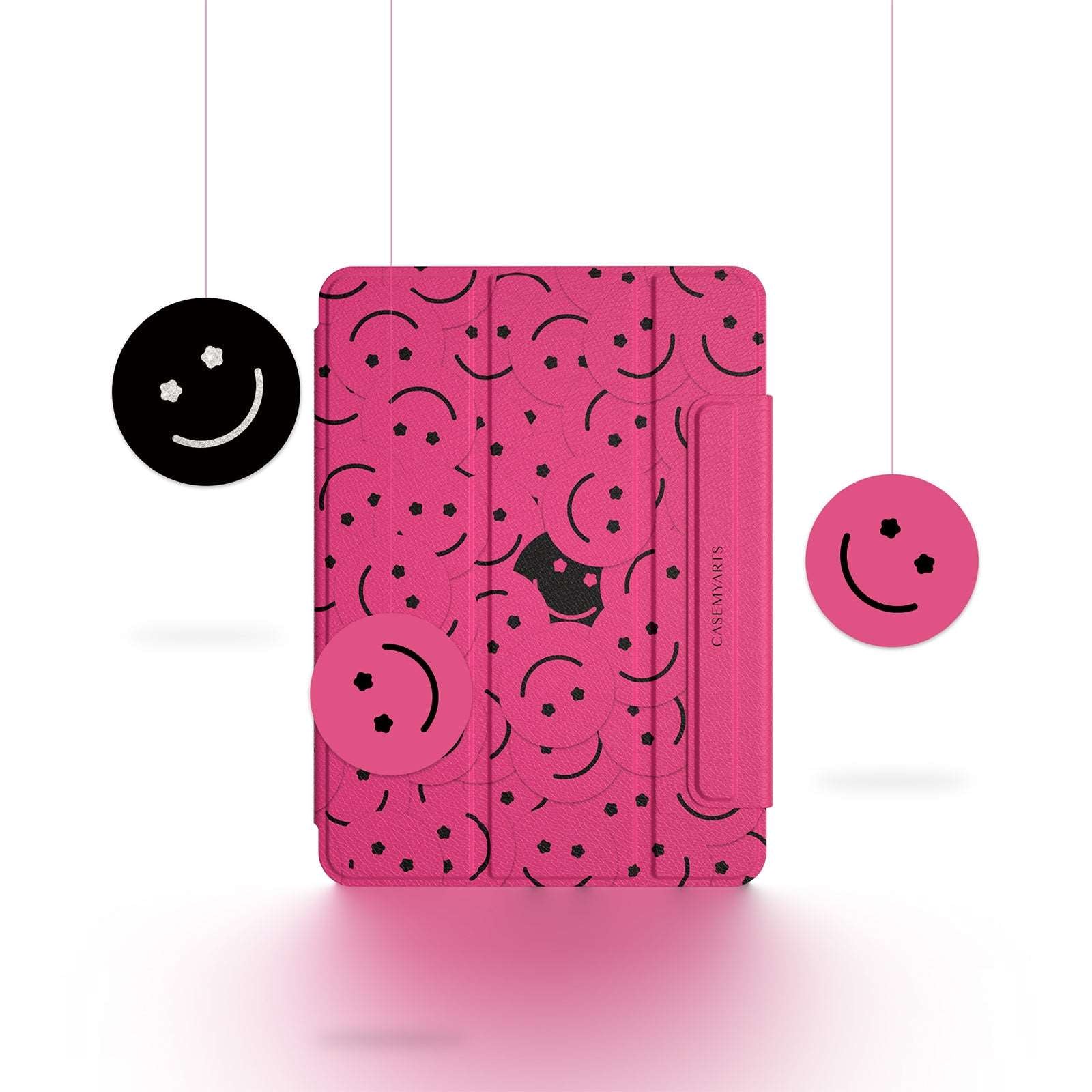 CASEMYARTS Pink Smiley Face iPad Magnetic Case