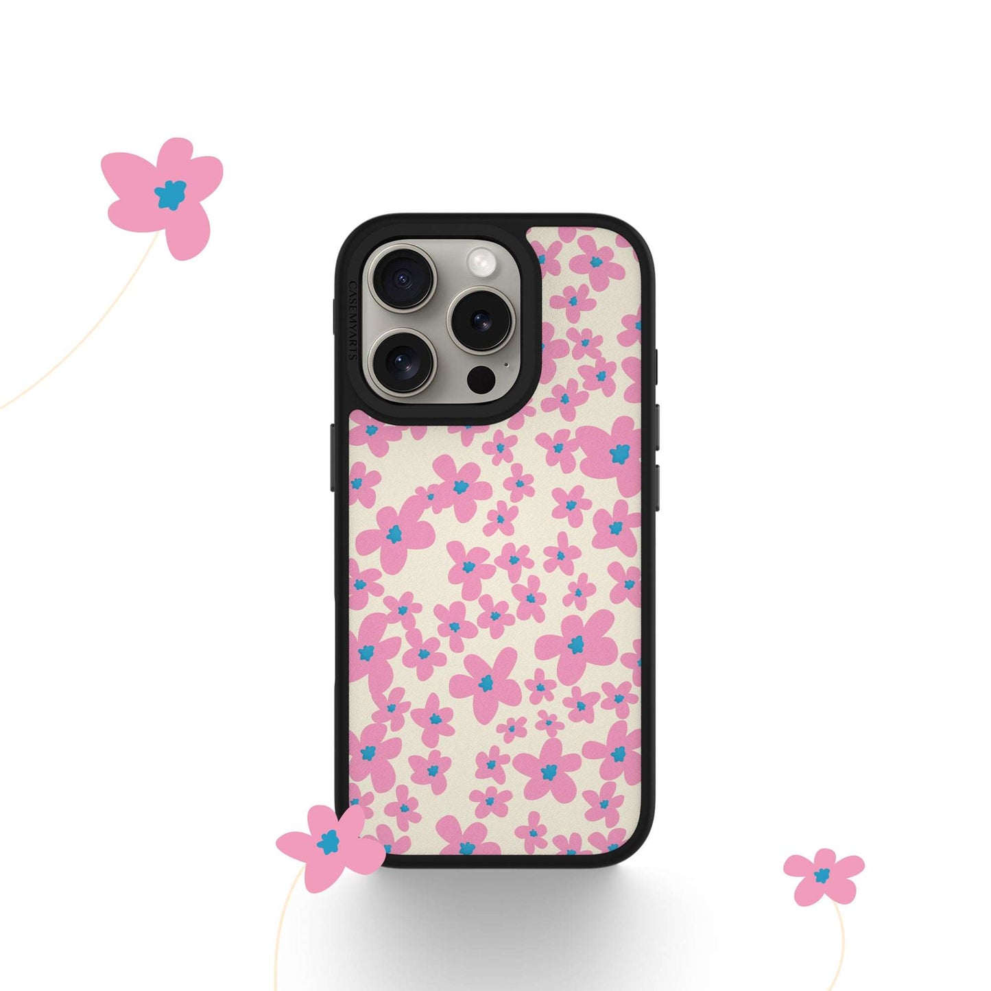 CASEMYARTS Pink Floral MagSafe iPhone Case