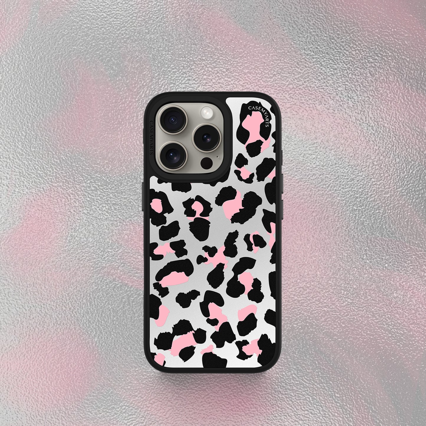 CASEMYARTS | Silver Pink Leopard | MagSafe iPhone Case