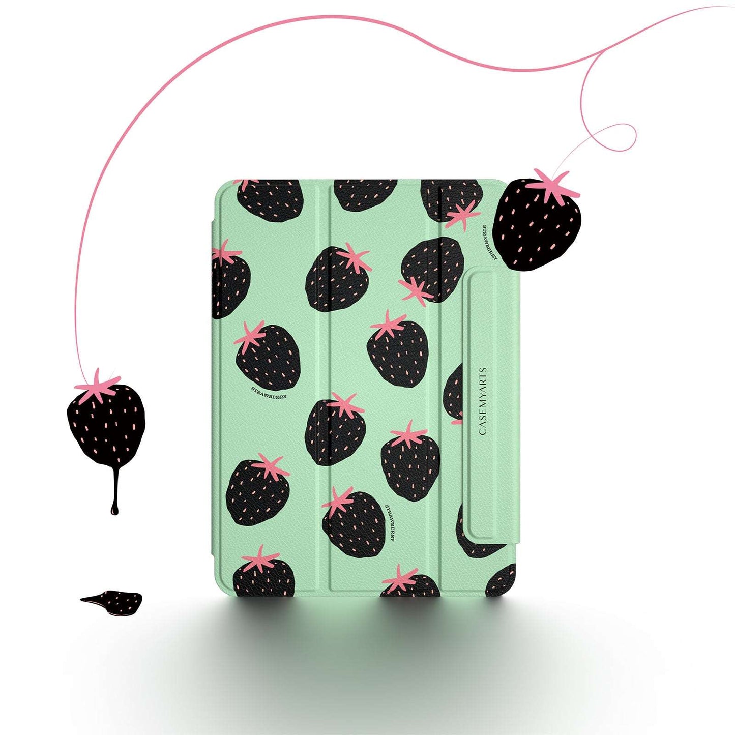 CASEMYARTS Black Strawberry iPad Magnetic Case