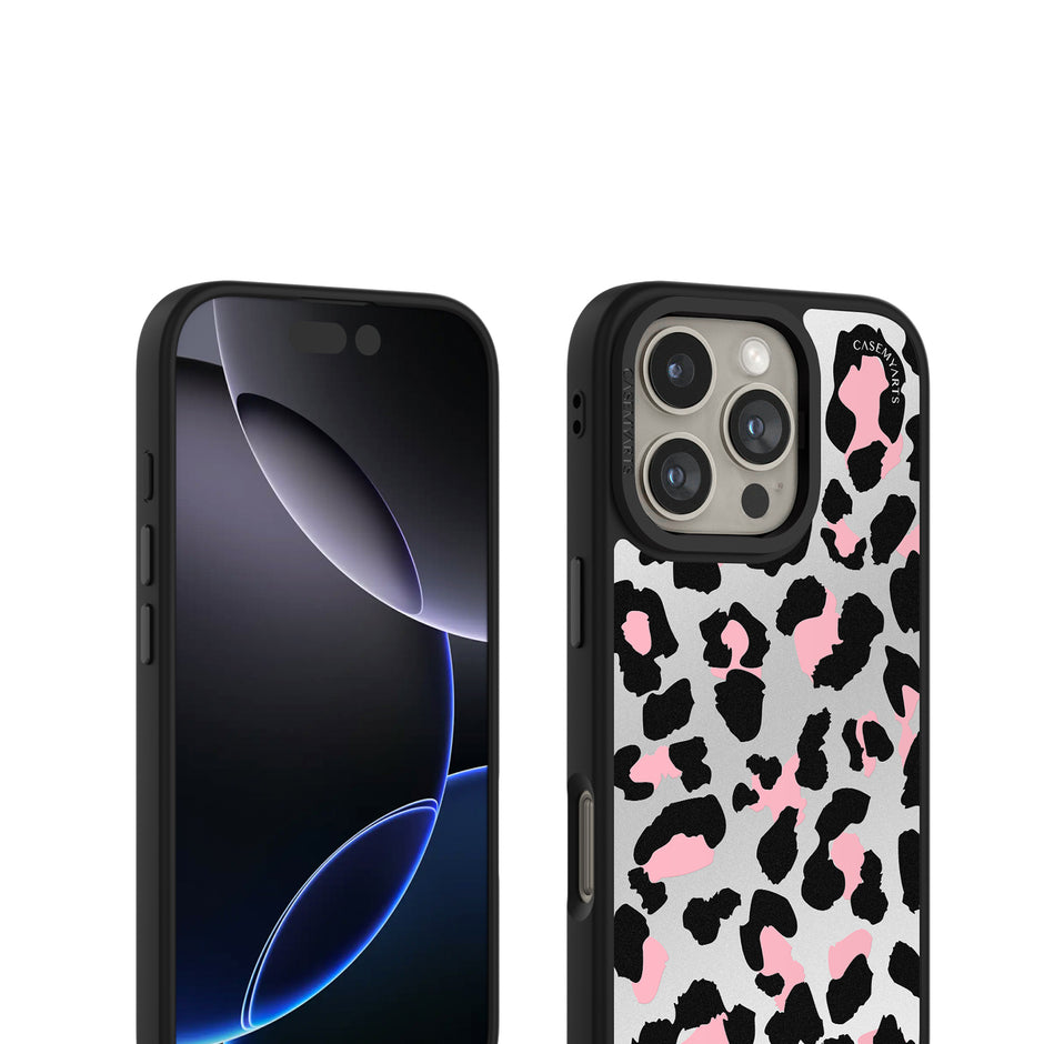 CASEMYARTS Silver Pink Leopard MagSafe iPhone Case