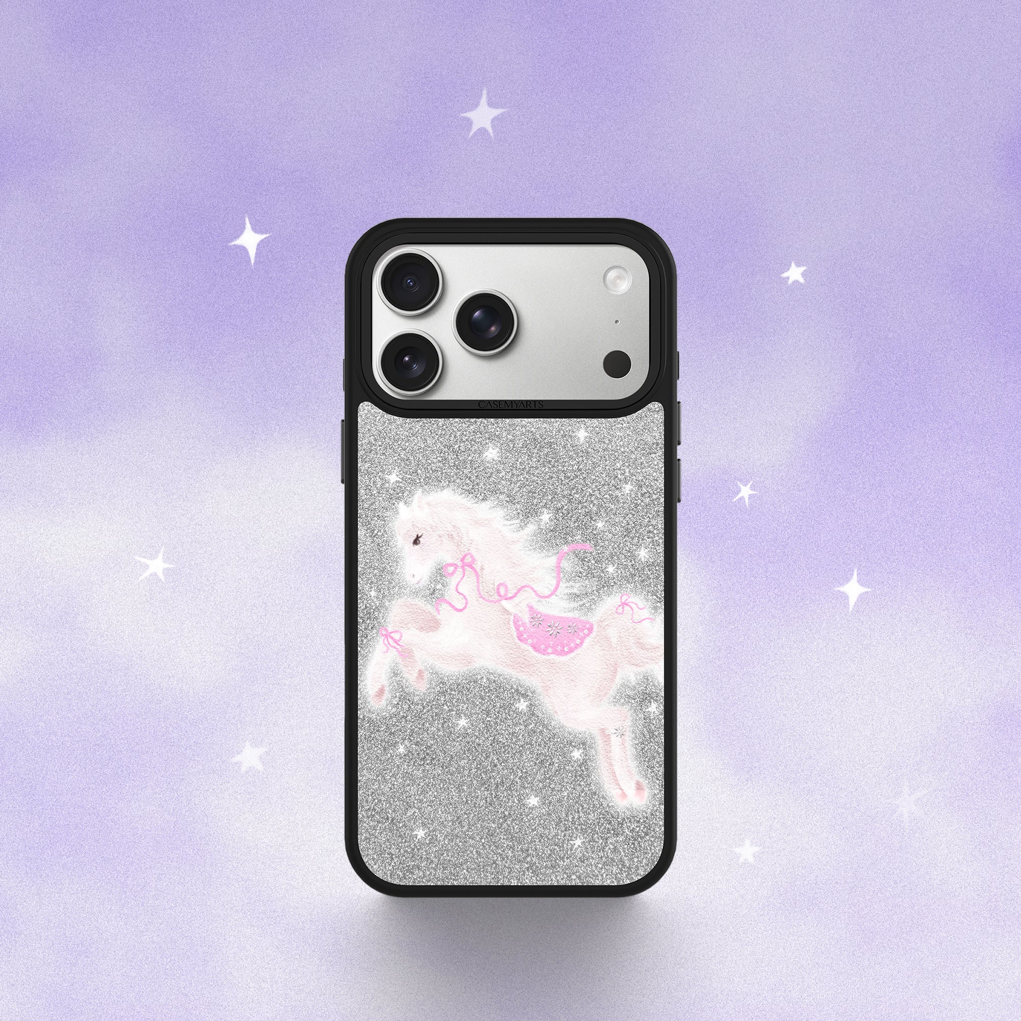 CASEMYARTS Glitter & Purple Pony MagSafe iPhone Case