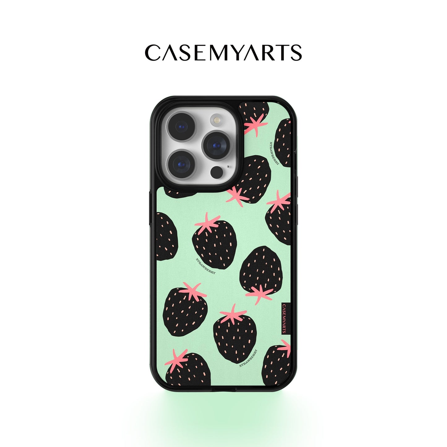 CASEMYARTS Black Strawberry MagSafe iPhone Case