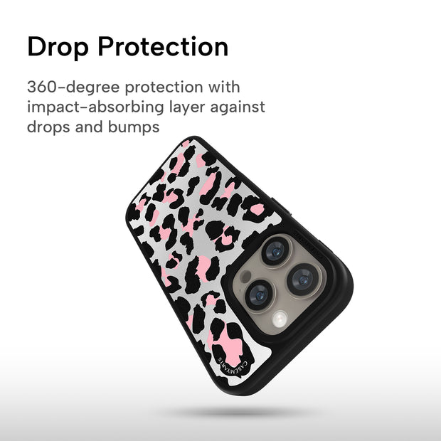 CASEMYARTS Silver Pink Leopard MagSafe iPhone Case