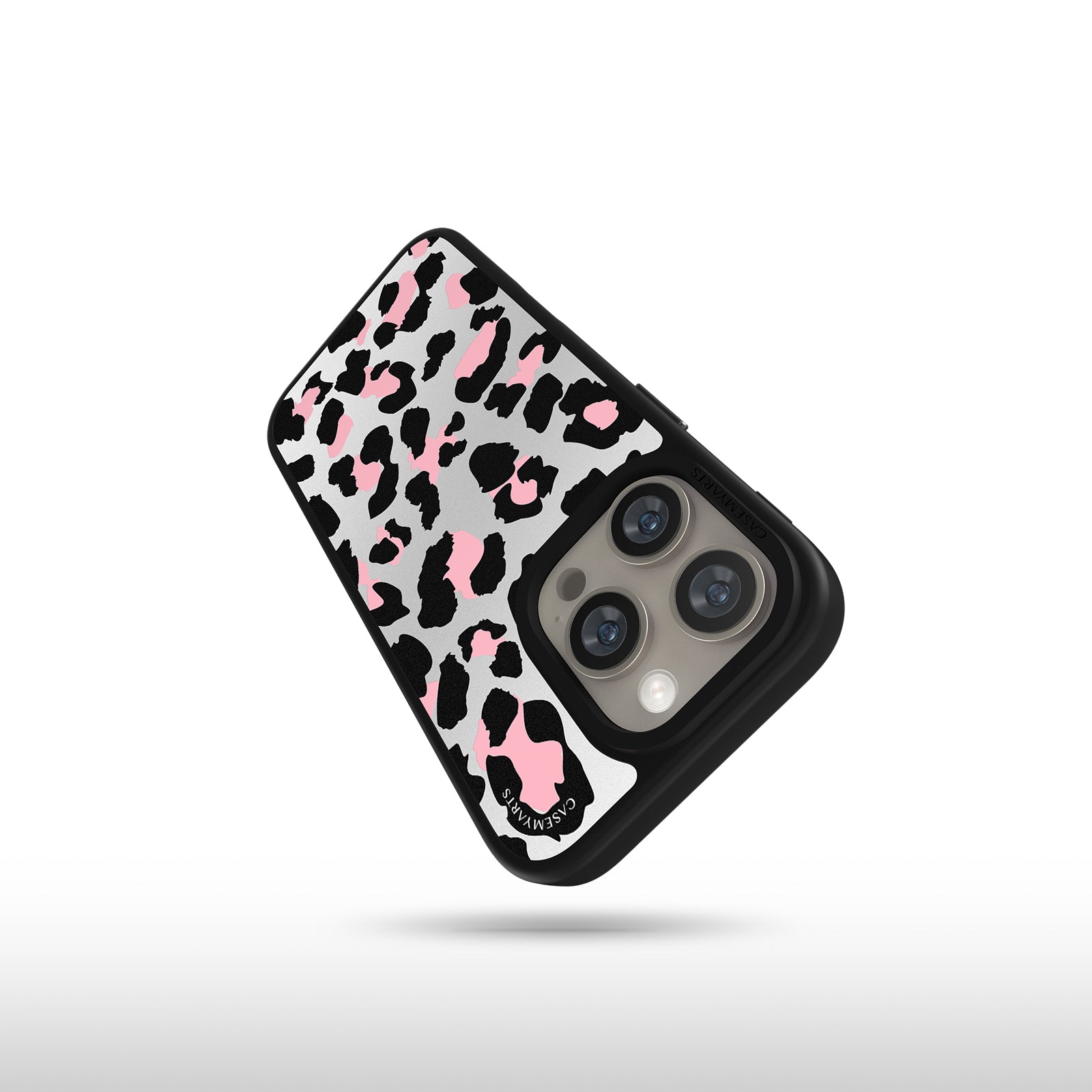 CASEMYARTS Silver Pink Leopard MagSafe iPhone Case