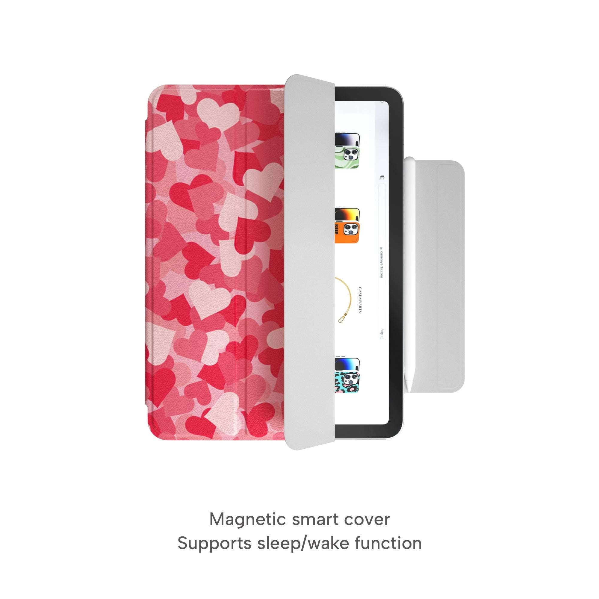 CASEMYARTS Pink Peach Heart iPad Magnetic Case