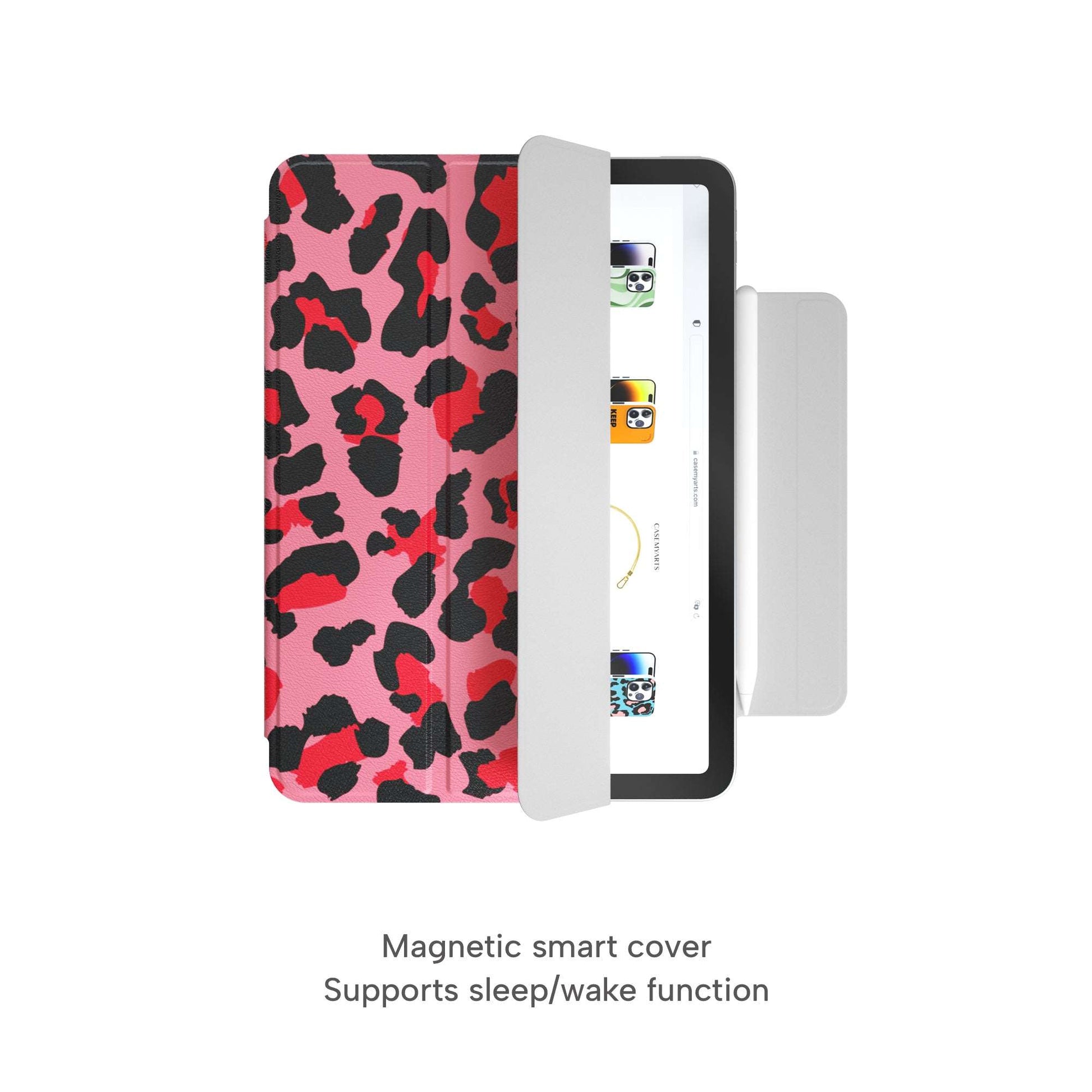 CASEMYARTS Pink Leopard Print iPad Magnetic Case