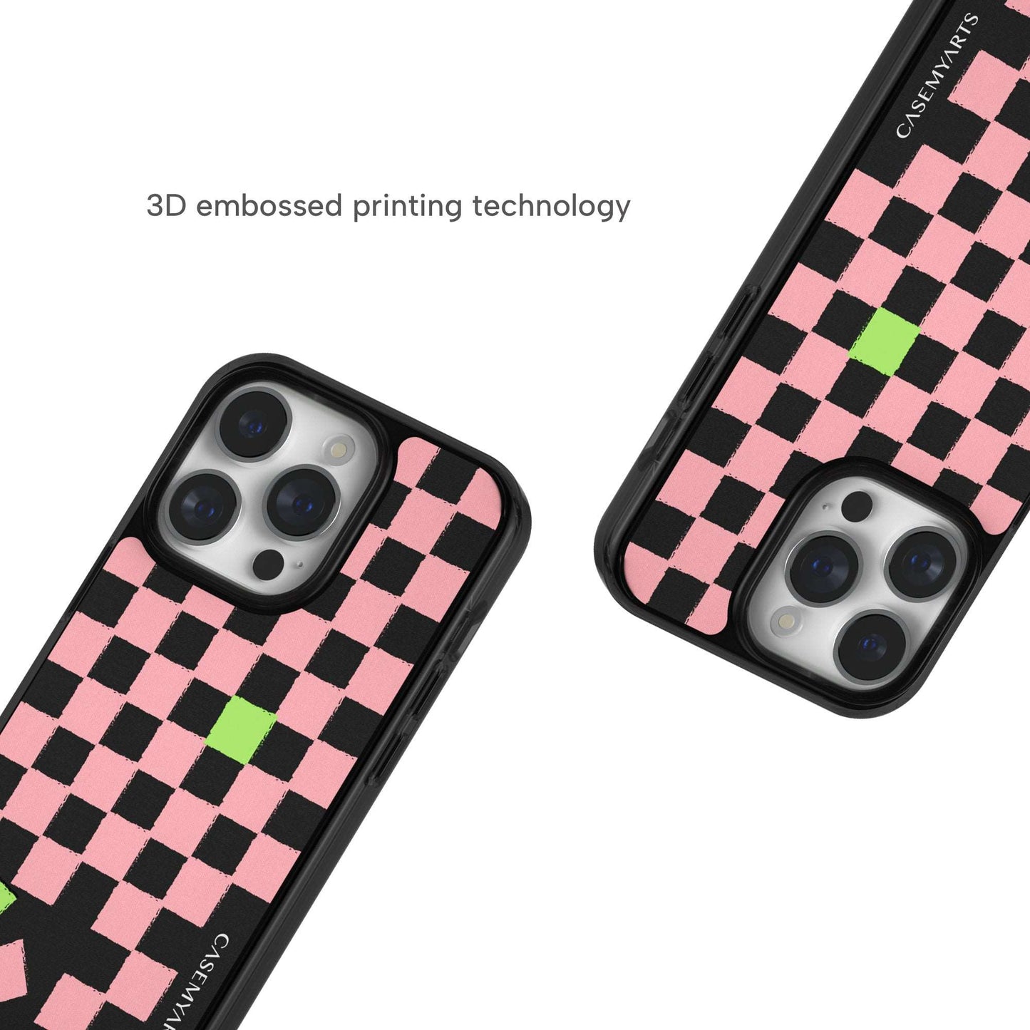 CASEMYARTS Pink Checkered MagSafe iPhone Case