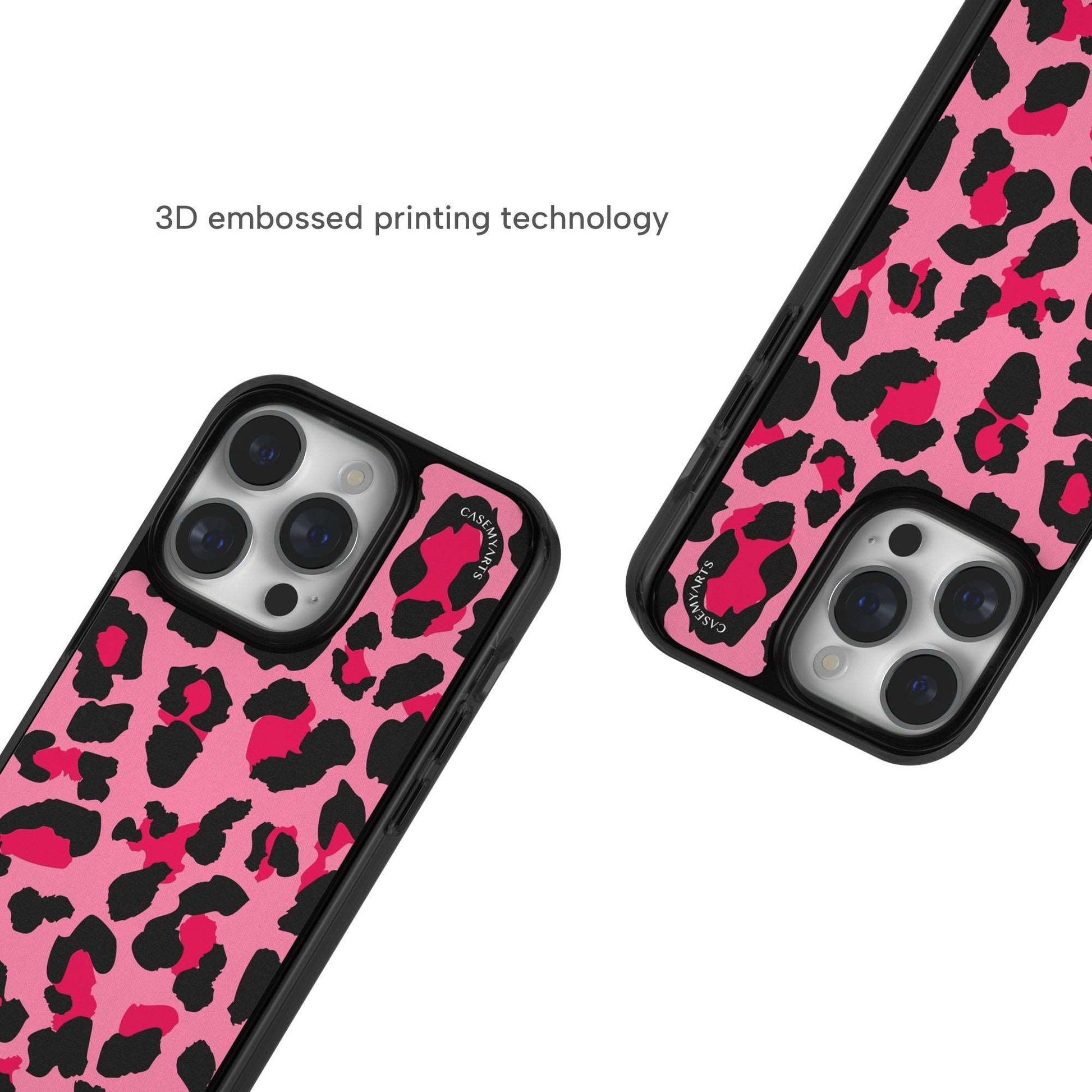 CASEMYARTS Pink Leopard Print MagSafe iPhone Case