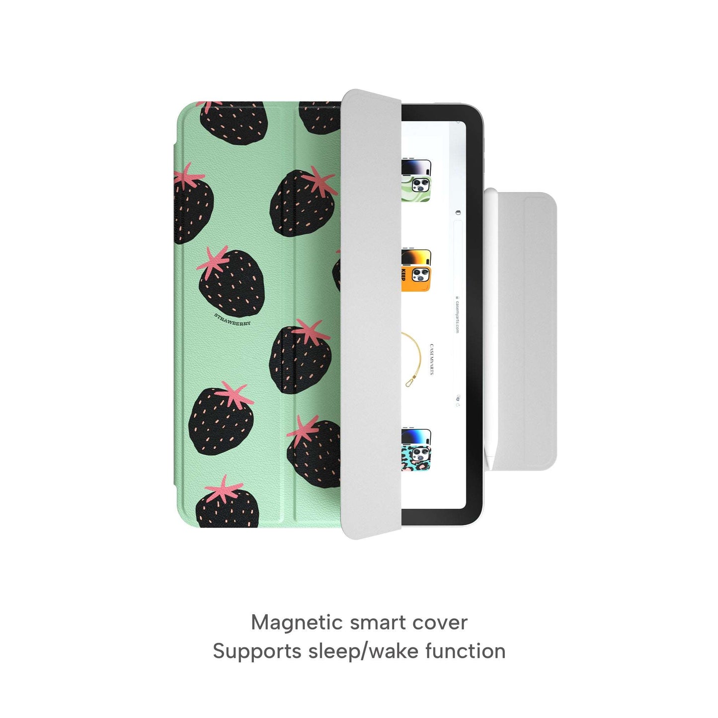 CASEMYARTS Black Strawberry iPad Magnetic Case