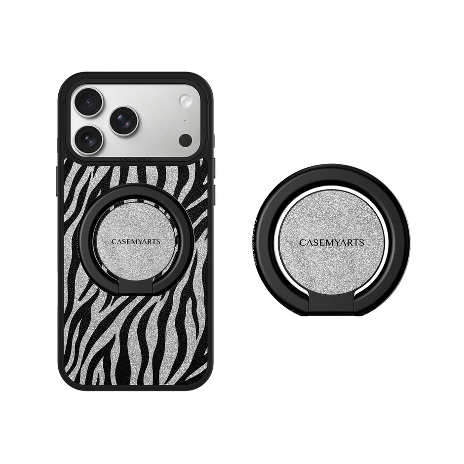 CASEMYARTS Silver Shadow Zebra MagSafe iPhone Grip