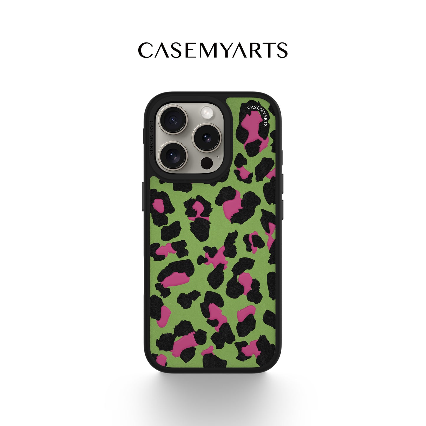 CASEMYARTS Avocado Green Leopard Print MagSafe iPhone Case