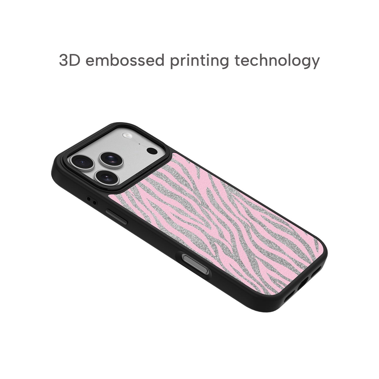 CASEMYARTS Silver Shadow & Rose Chrome Zebra MagSafe iPhone Case