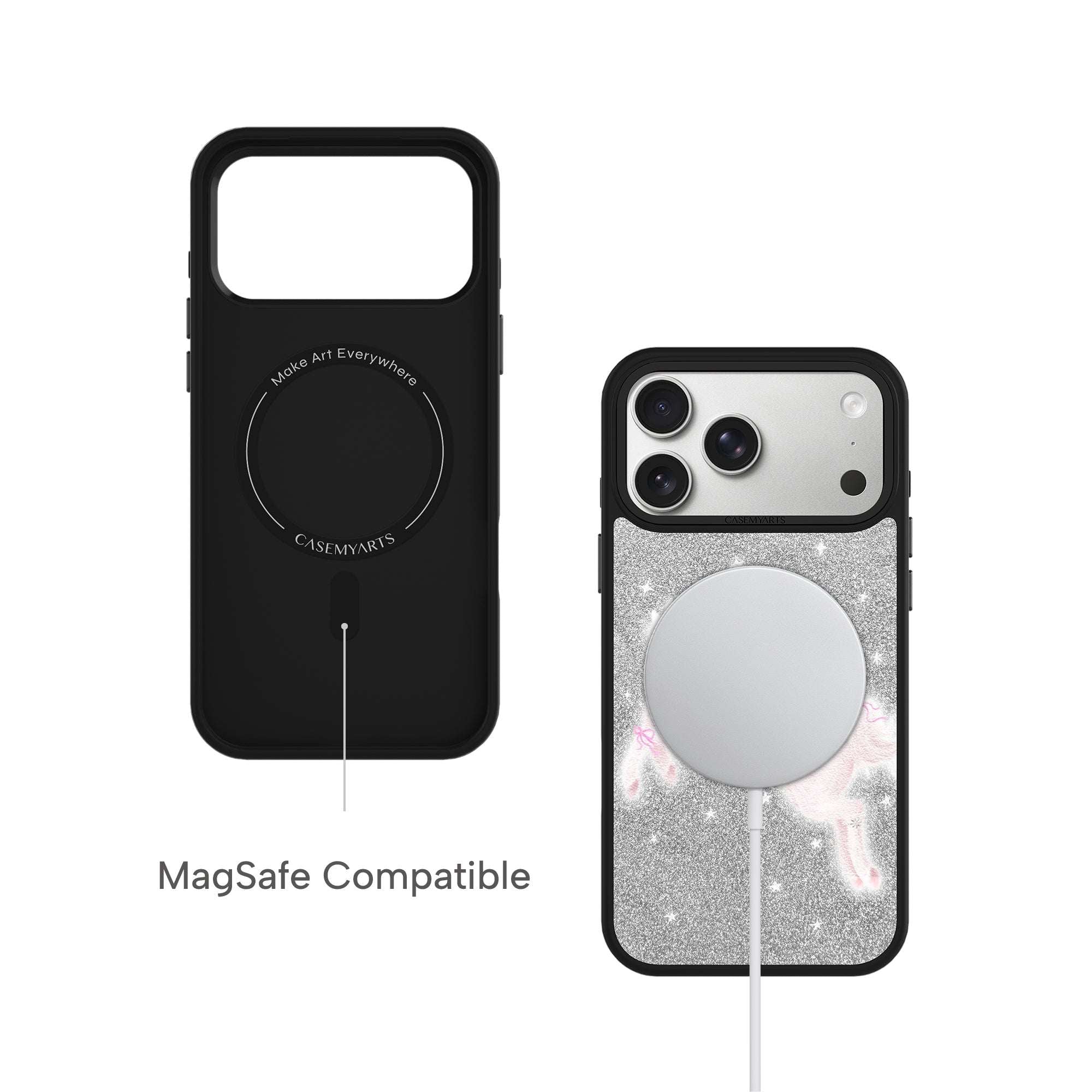 CASEMYARTS Glitter & Purple Pony MagSafe iPhone Case