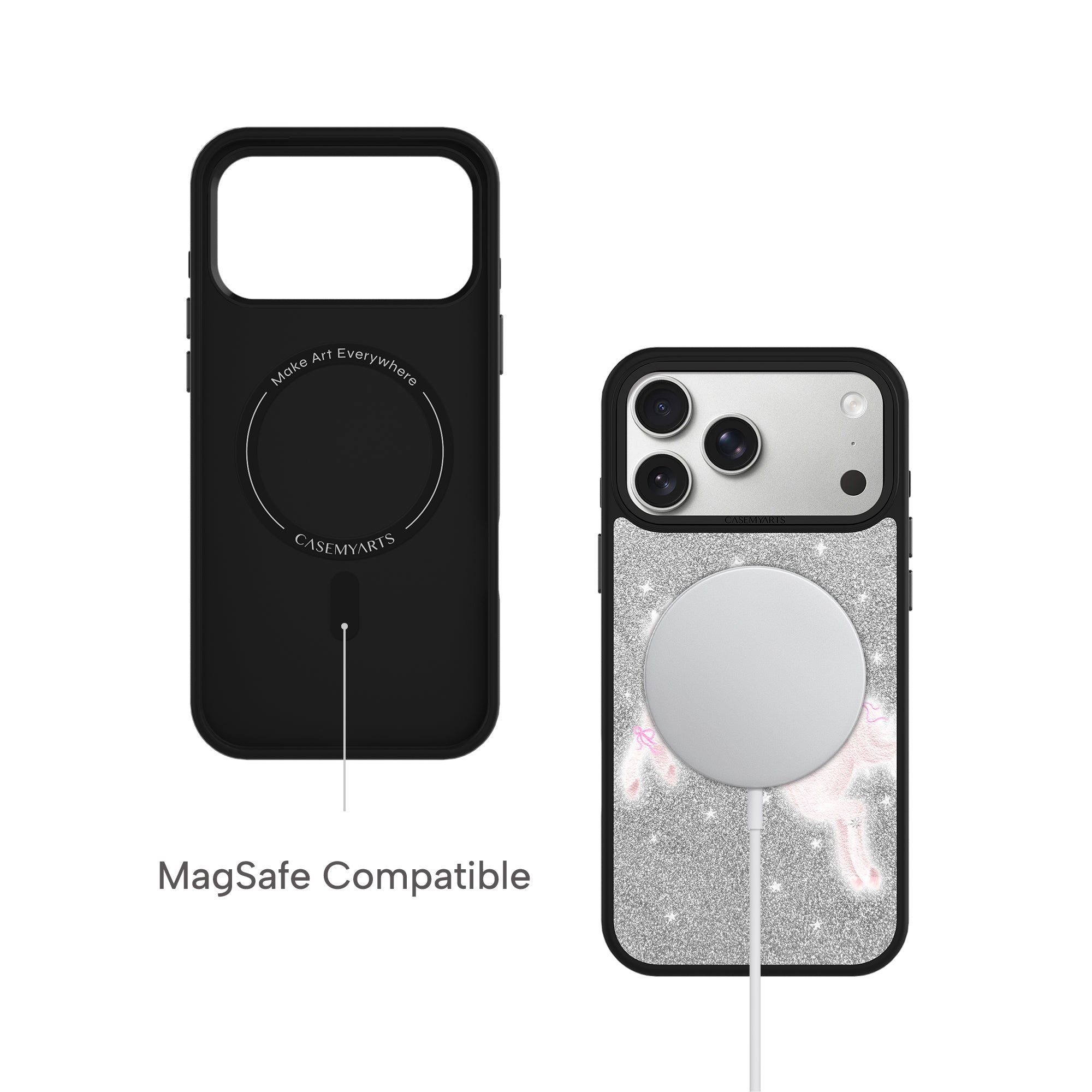 CASEMYARTS Glitter & Purple Pony MagSafe iPhone Case