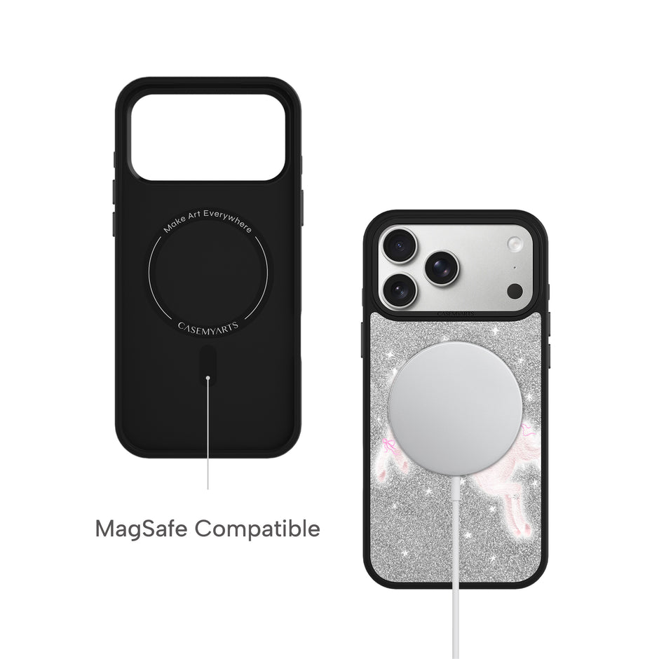 CASEMYARTS Glitter & Purple Pony MagSafe iPhone Case