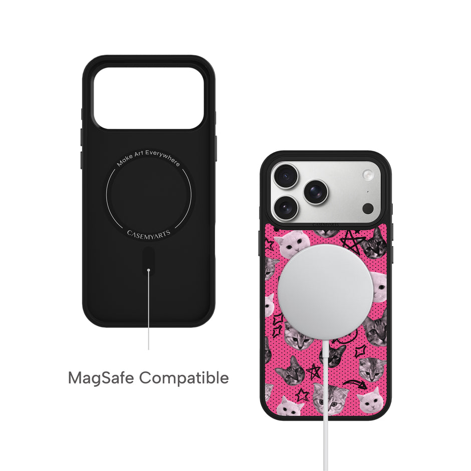 CASEMYARTS Polka Cat MagSafe iPhone Case