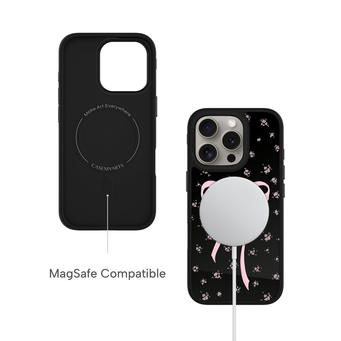 CASEMYARTS Pink Floral MagSafe iPhone Case