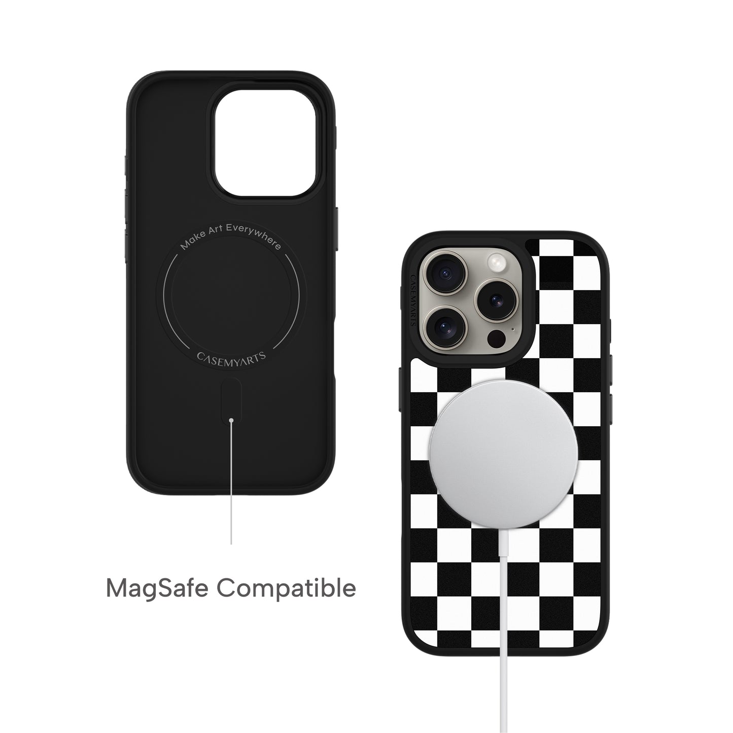 CASEMYARTS | Black White Checkered | MagSafe iPhone Case
