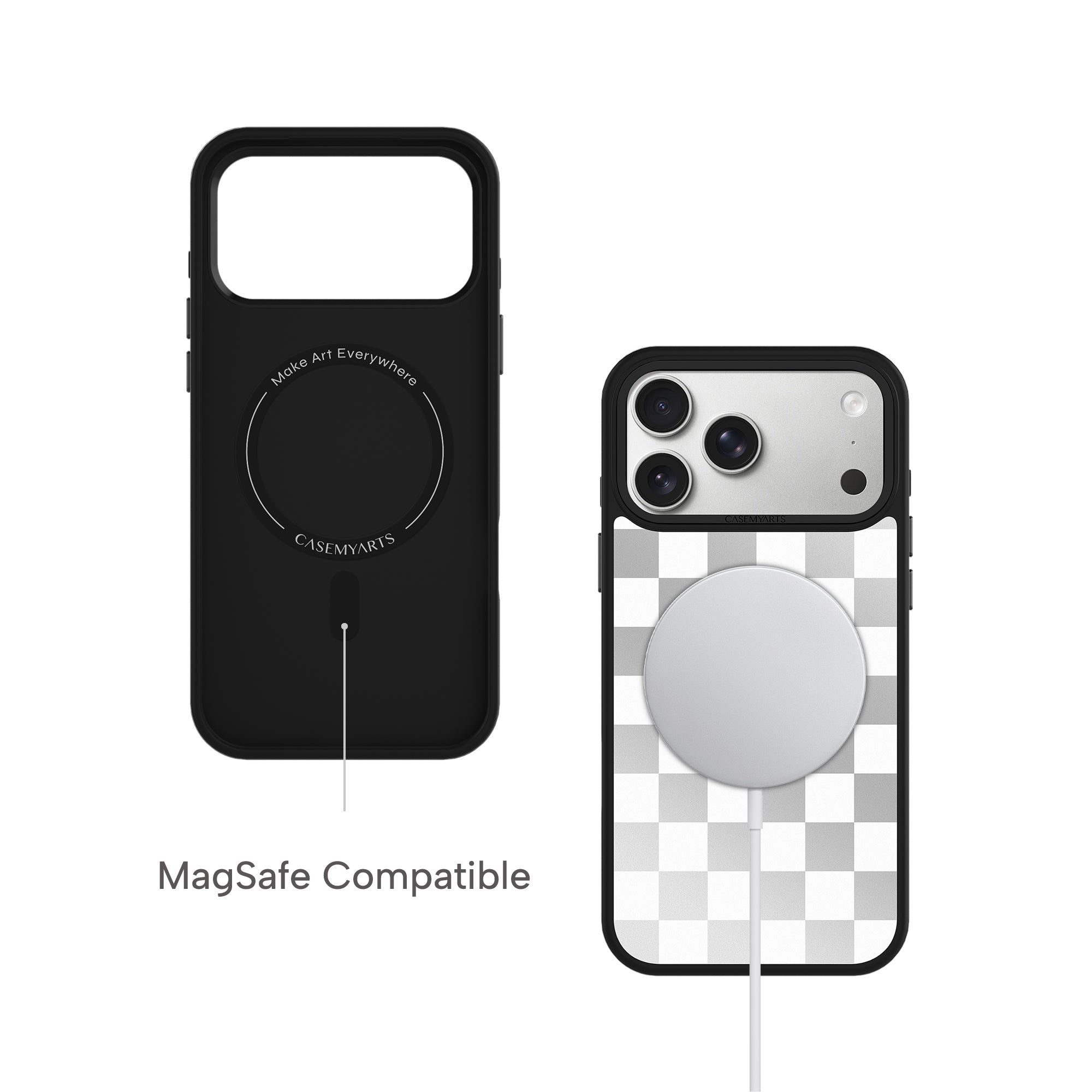 CASEMYARTS 鉻色棋盤格 MagSafe iPhone 手機殼