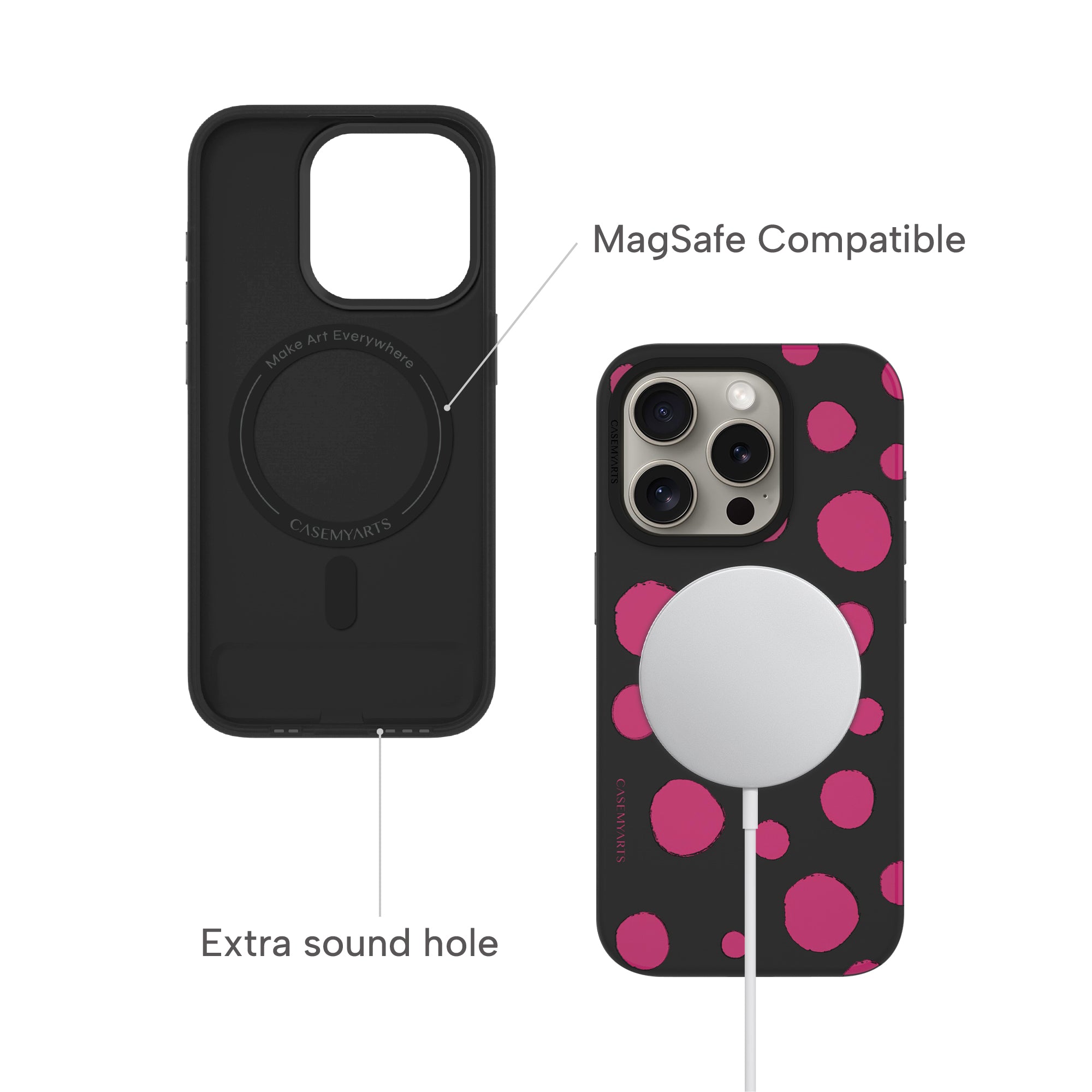CASEMYARTS Dottily Pink MagSafe iPhone Case