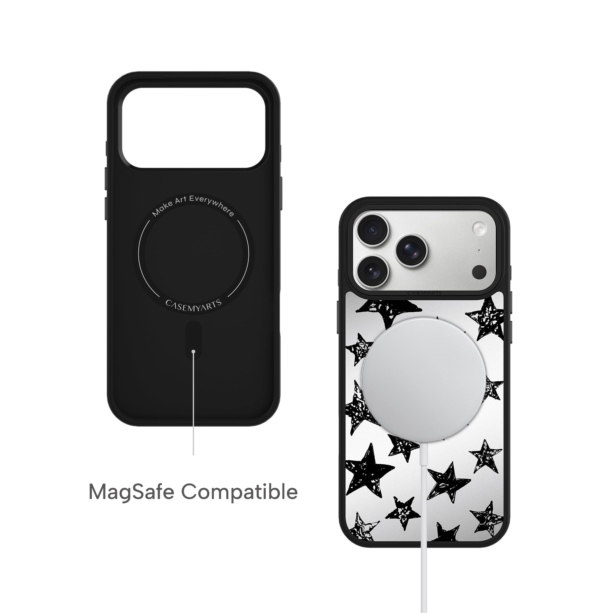 CASEMYARTS Silver Noir Collection MagSafe iPhone Case