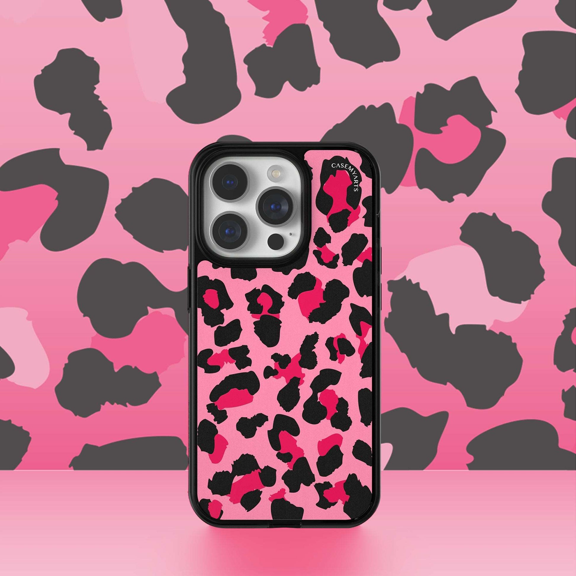 CASEMYARTS Pink Leopard Print MagSafe iPhone Case