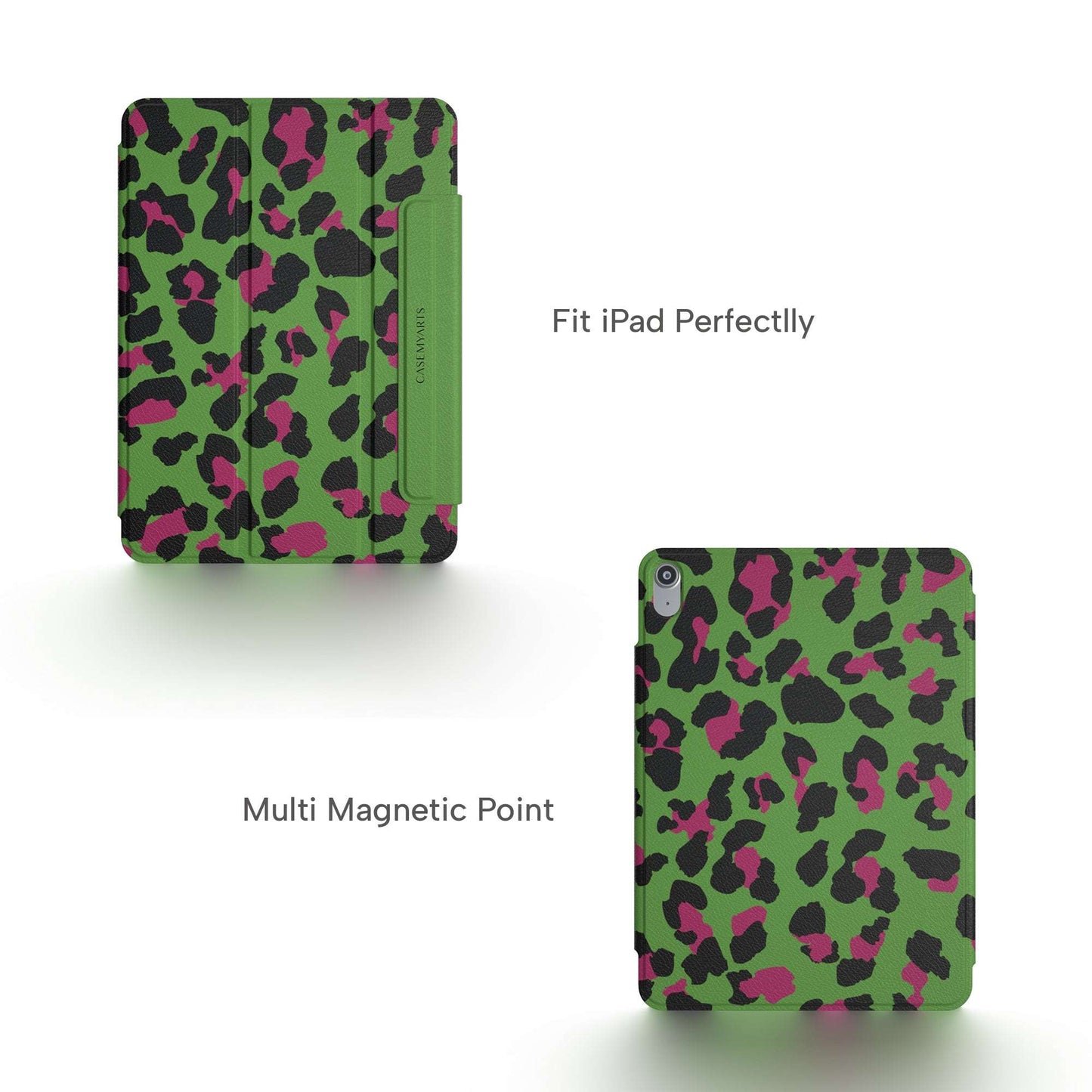 CASEMYARTS Avocado Green Leopard Print iPad Magnetic Case