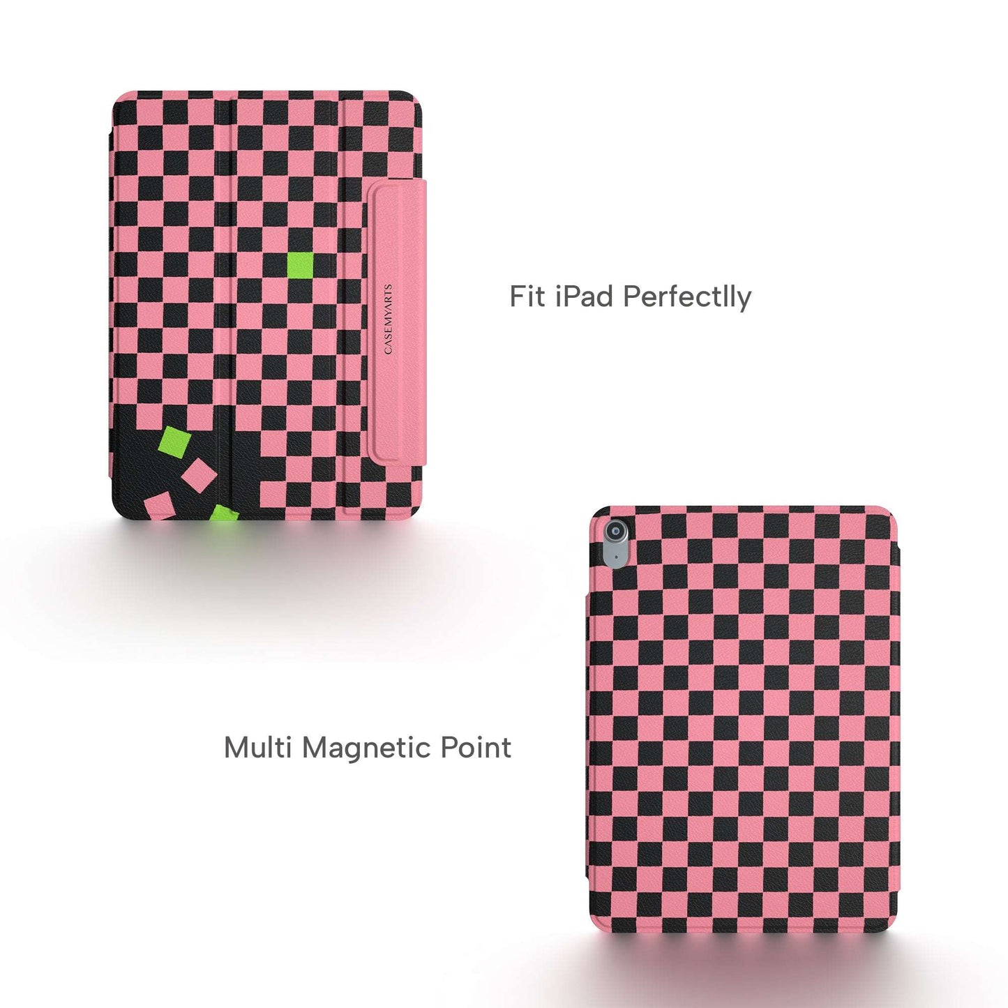 CASEMYARTS Pink Checkered iPad Magnetic Case