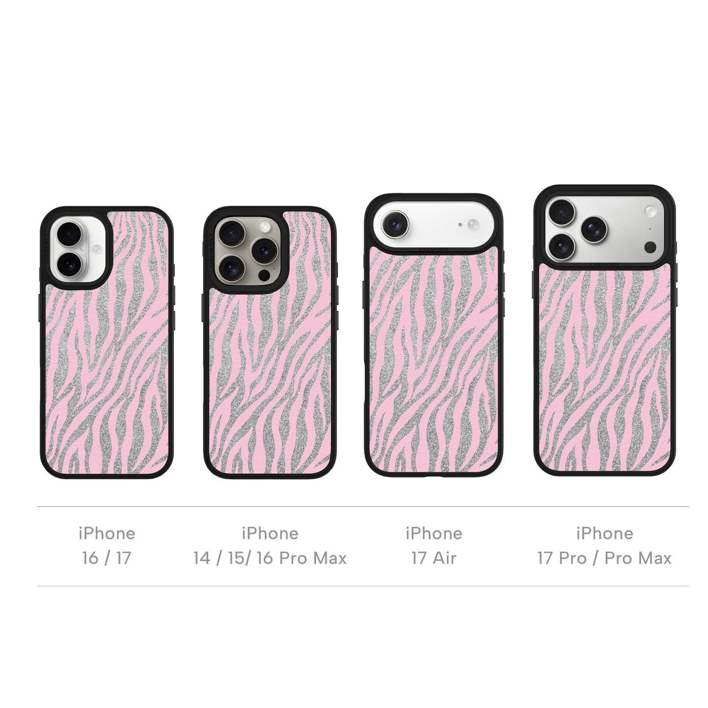 CASEMYARTS Silver Shadow & Rose Chrome Zebra MagSafe iPhone Case