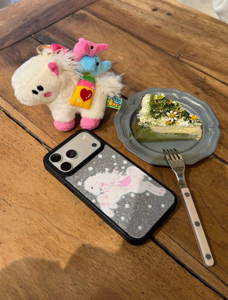 CASEMYARTS Glitter & Purple Pony MagSafe iPhone Case