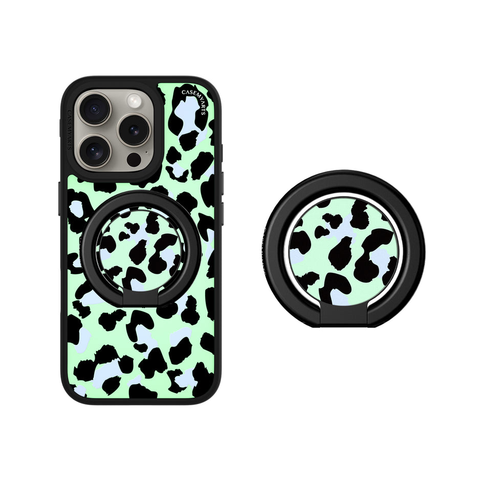 CASEMYARTS Leopard on Mint MagSafe iPhone Grip
