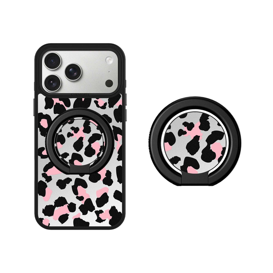 CASEMYARTS Silver Pink Leopard MagSafe iPhone Grip