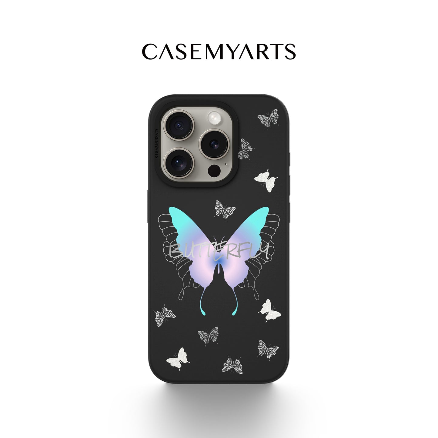 CASEMYARTS Silver Butterfly MagSafe iPhone Case