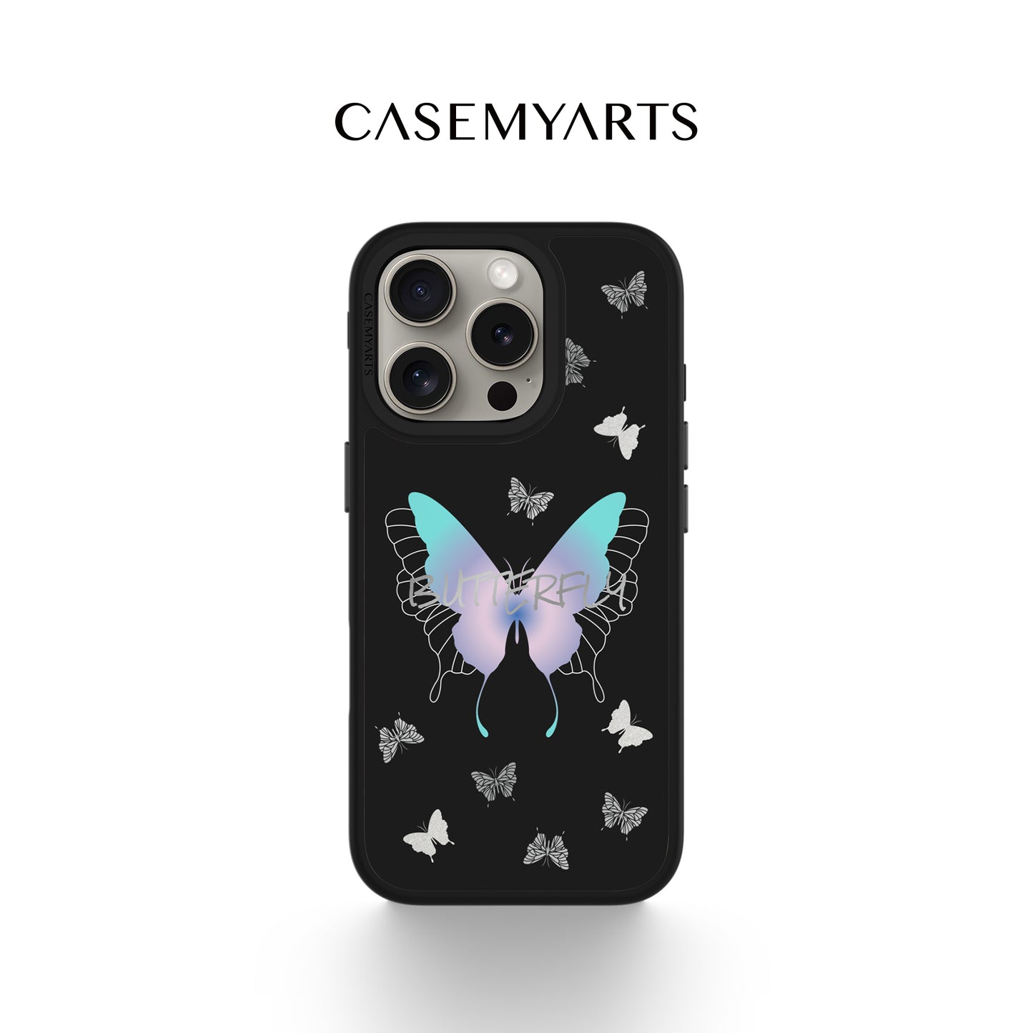 CASEMYARTS Silver Butterfly MagSafe iPhone Case