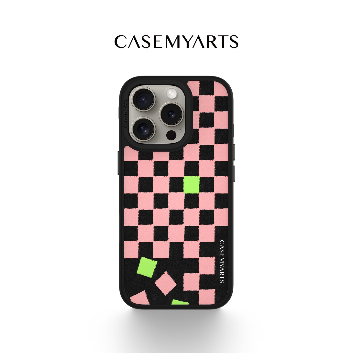 CASEMYARTS Pink Checkered MagSafe iPhone Case