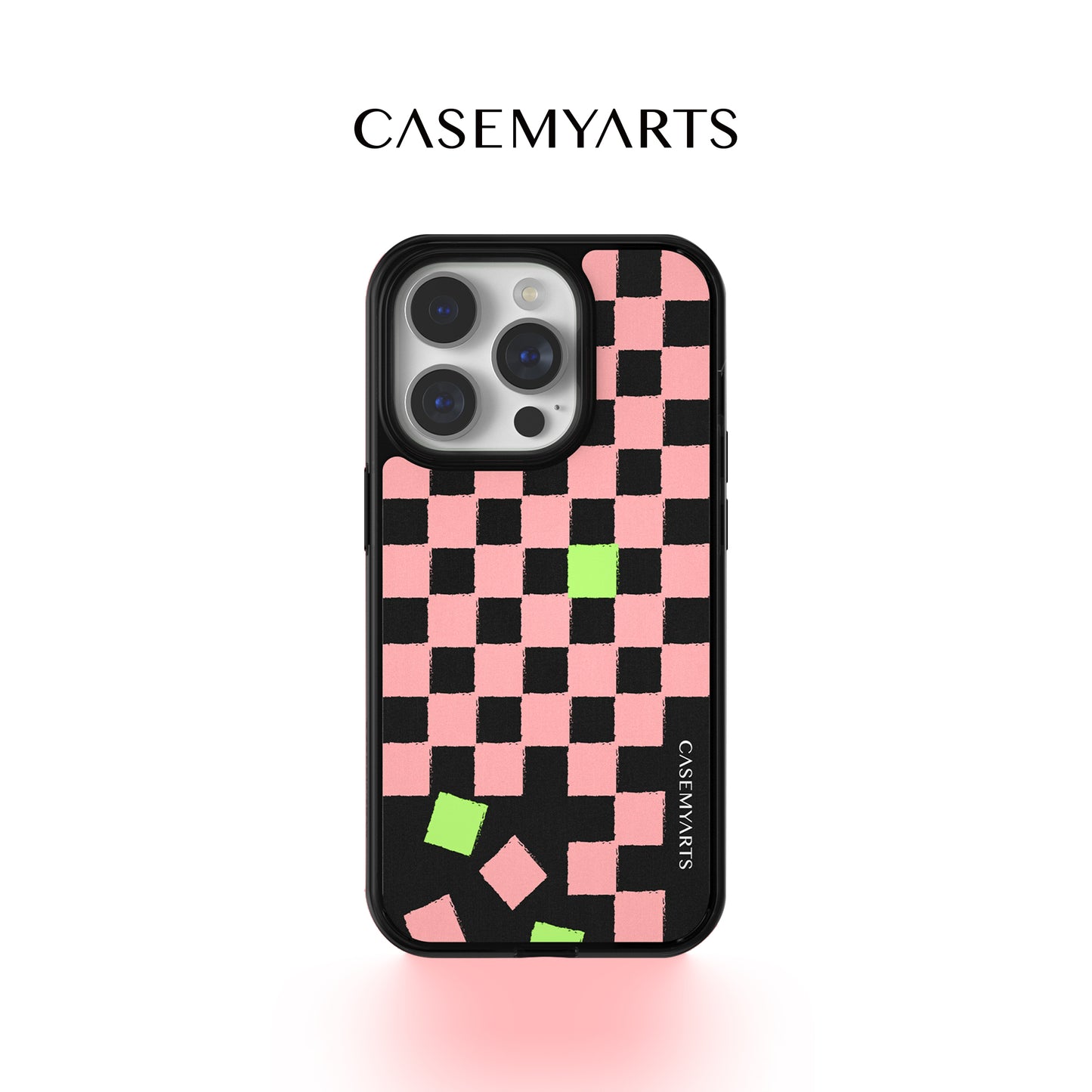 CASEMYARTS Pink Checkered MagSafe iPhone Case