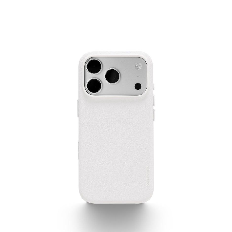CASEMYARTS Alpine White MagSafe Leather iPhone Case