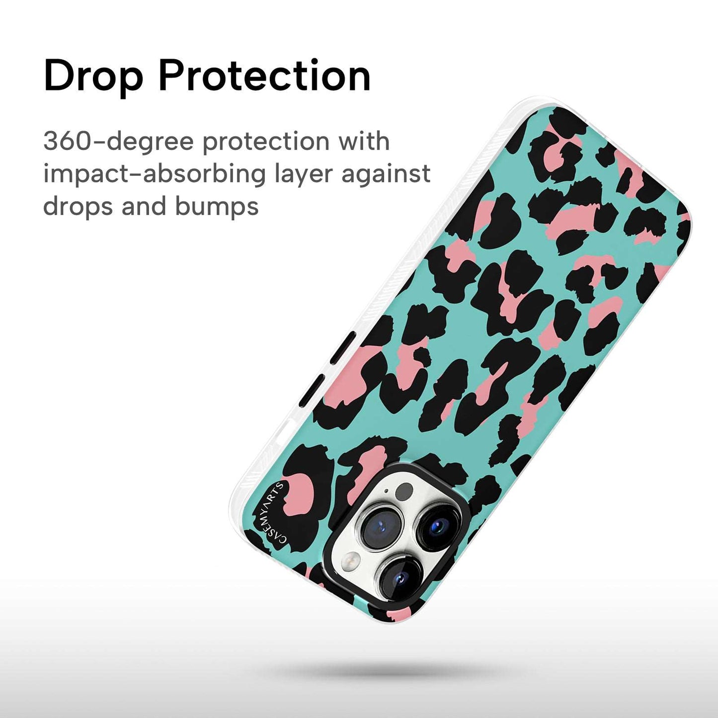 CASEMYARTS Mint Green Leopard Print iPhone Case