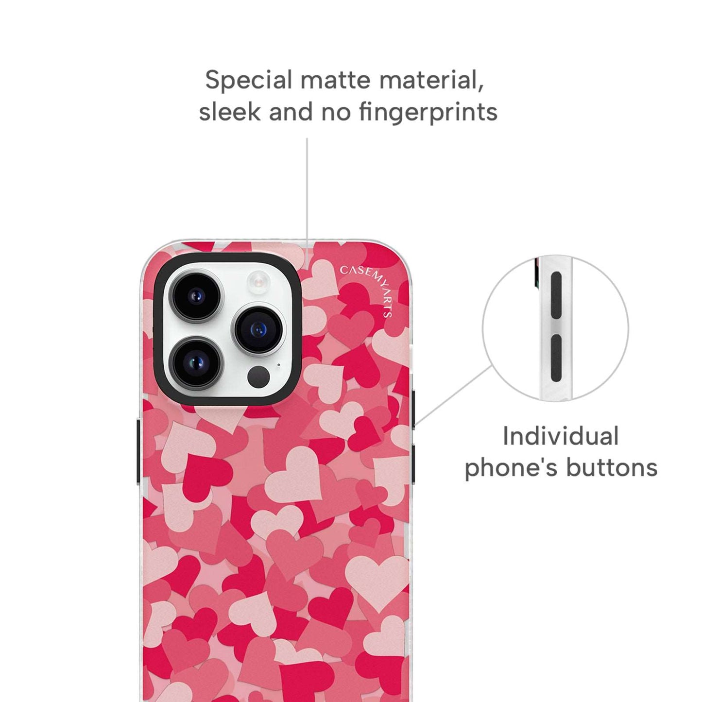 CASEMYARTS Pink Peach Heart iPhone Case