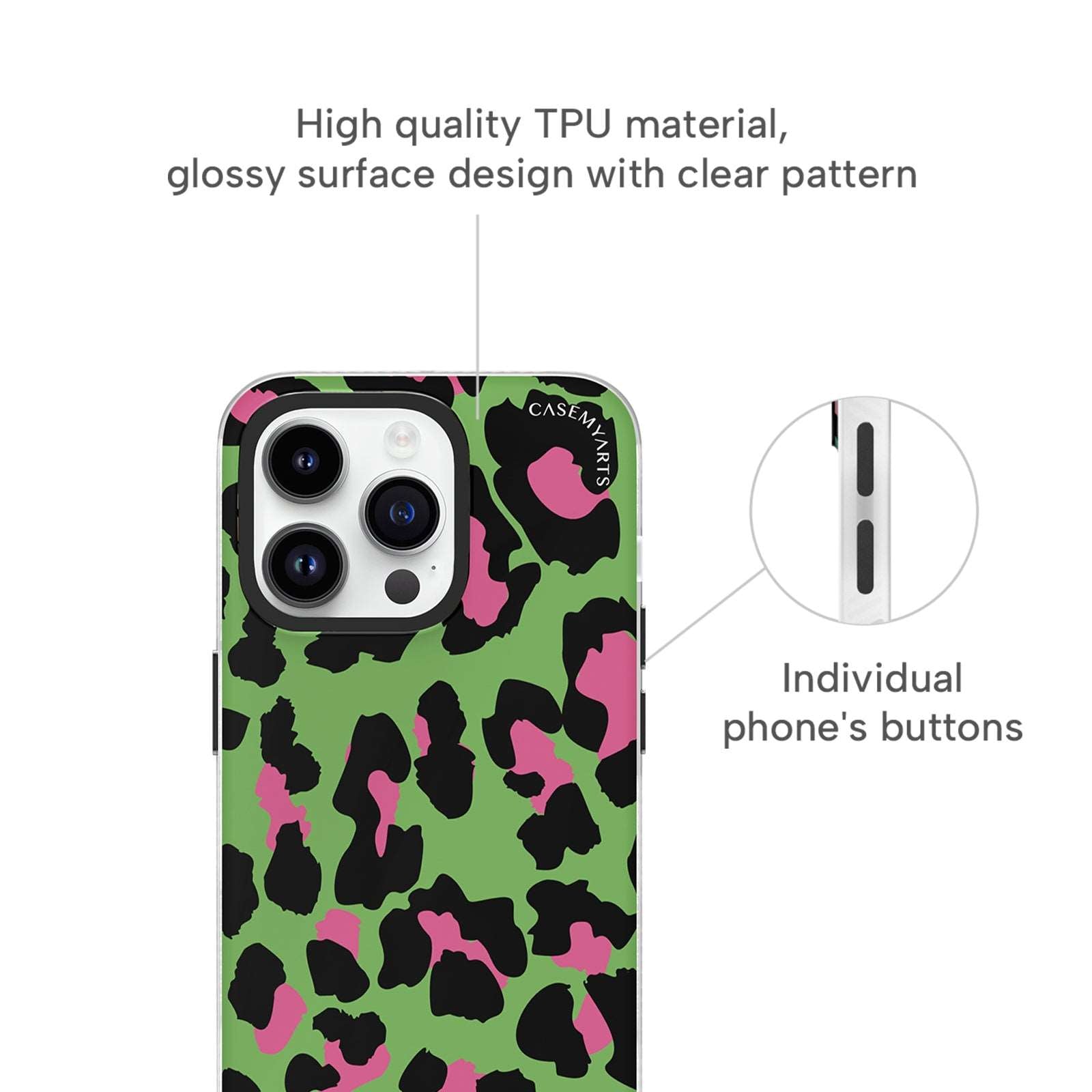 CASEMYARTS Avocado Green Leopard Print iPhone Case