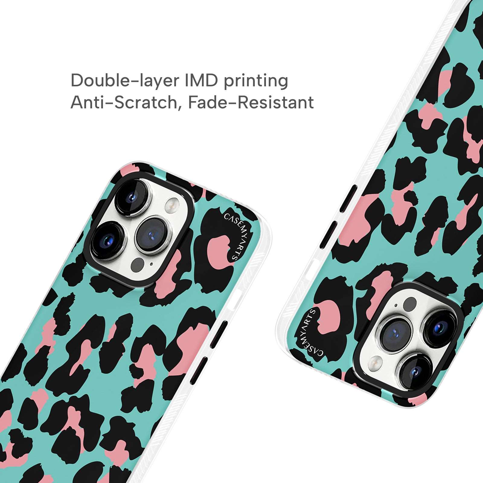 CASEMYARTS Mint Green Leopard Print iPhone Case